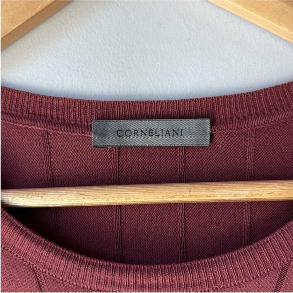 Corneliani Cotton Jumper Sweater Raised Rib Burgundy - Picture 7 of 10